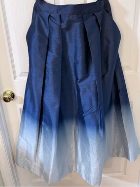 eShakti Blue Ombre A-Line Formal Taffeta Skirt XL